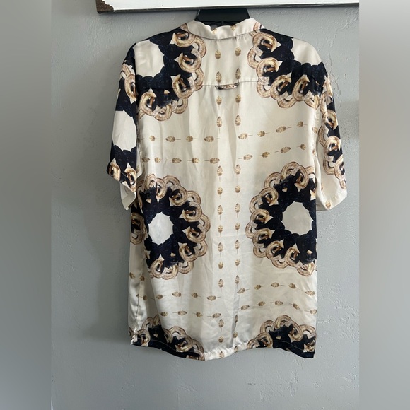 Buy HERMANO Mens Ram Print Short Sleeve Slim Fit Shirt WhiteXL - Picture 4 of 9